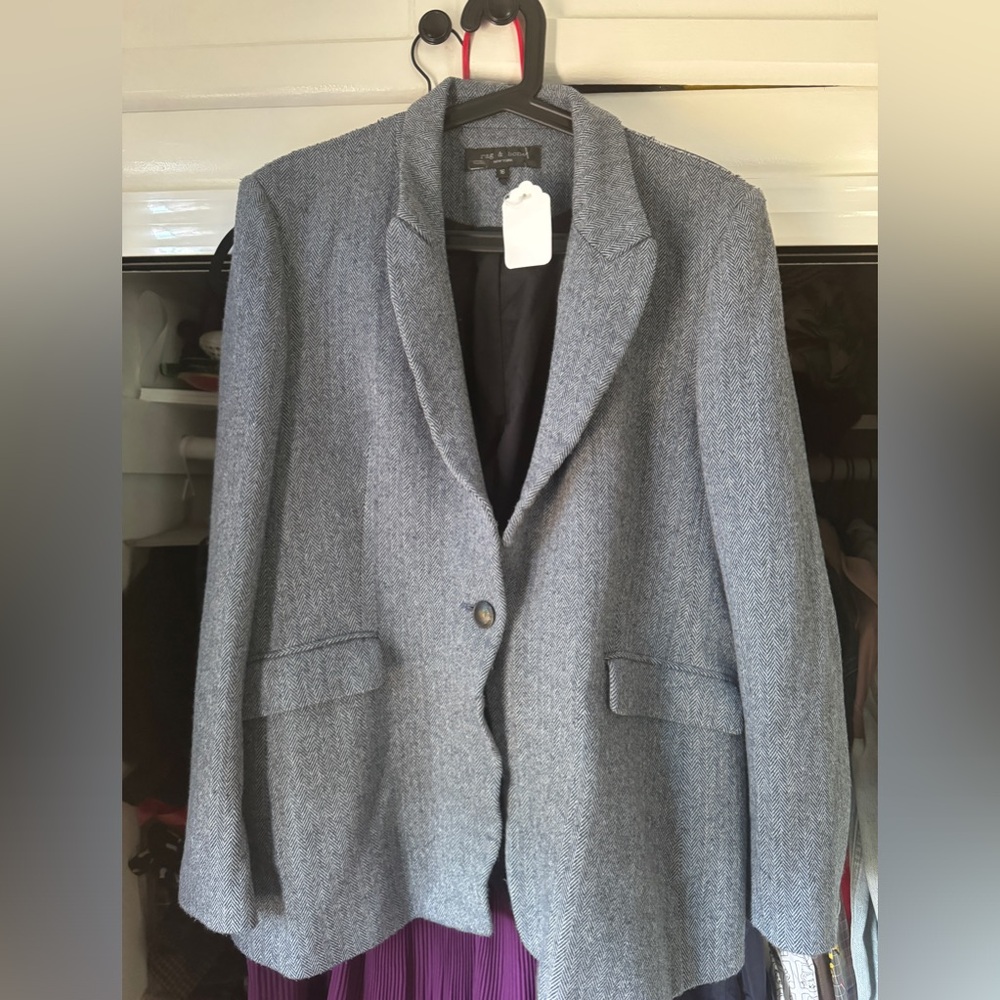 Rag & Bone New York Navy blue Gray houndstooth blazer size 16 women like new